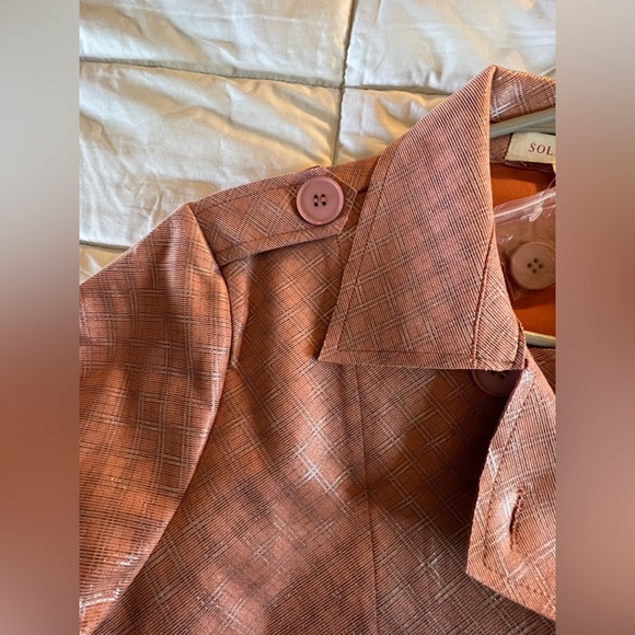 NWT Solitaire double breasted coral and silver spring jacket. Women’s size L. - Picture 7 of 10